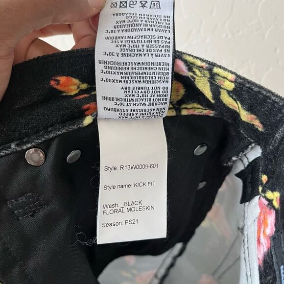 R13 Black Kick‎ Fit Floral Print High Rise Cropped Flare Pants Size 27 - Picture 12 of 13